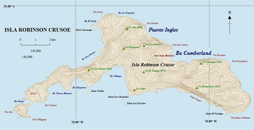 Modern Map of Isla Mas a Tierra
